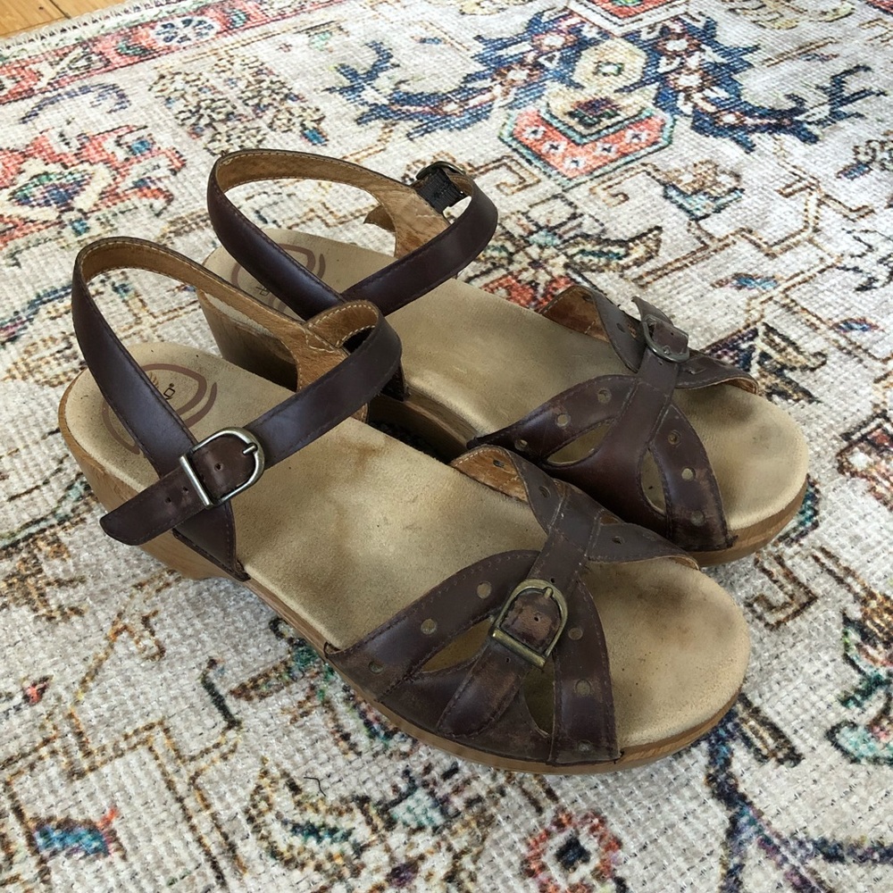 DANSKO sissy clog wedge sandal leather straps 38 - Picture 2 of 5